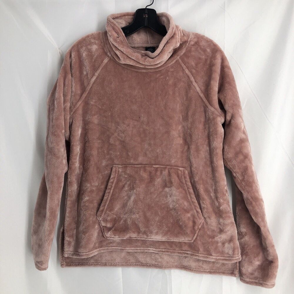 CHAMPION Womens Rose Blush Cowl Neck Pullover Sweatshirt Plush Soft Fleece Small